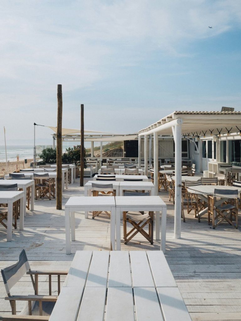 Outdoor restaurant with a view.