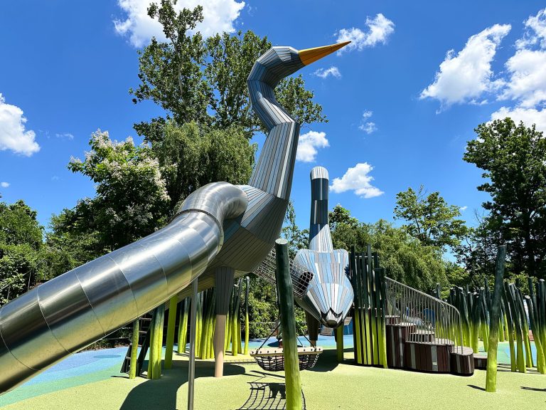 Unique play structures at The Gathering Place in Tulsa.