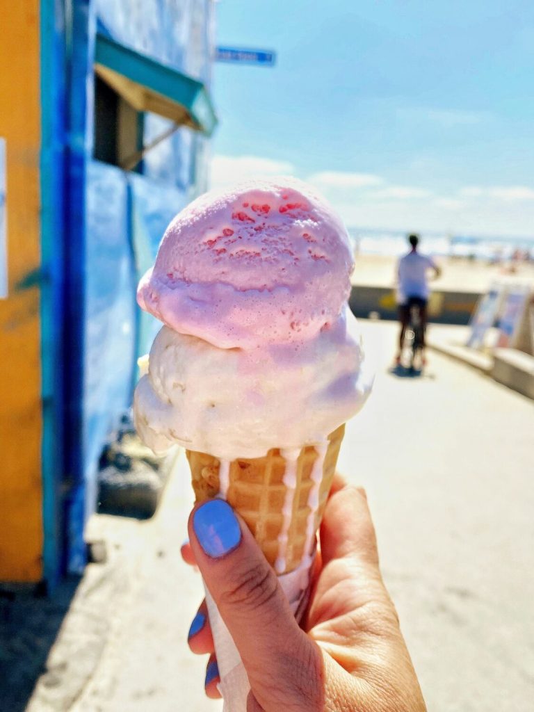 Ice Cream served on the beach.