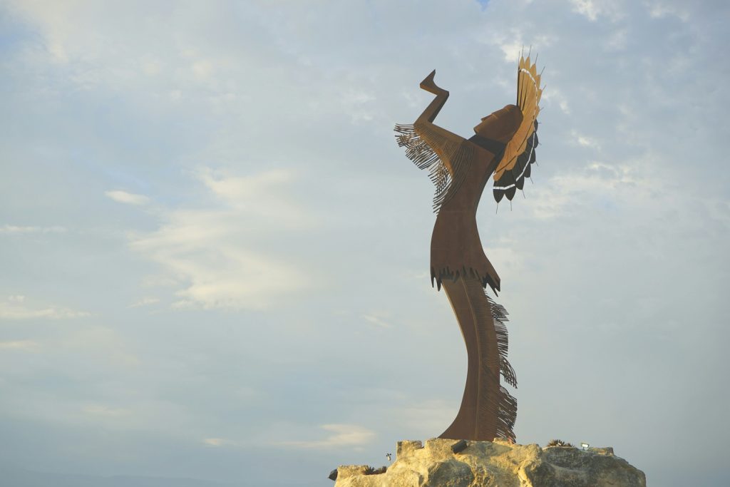 Keeper of the Plains statue in Wichita, Kansas.