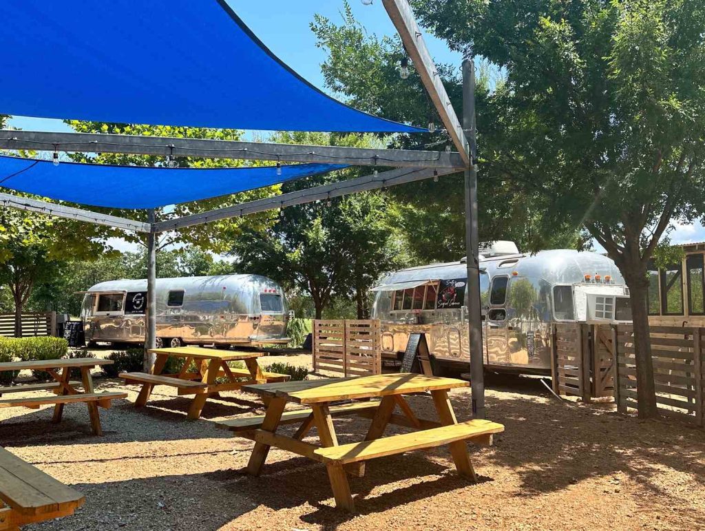 Airstream food trucks at Carlton Landing. These are a great option for lunch or dinner.