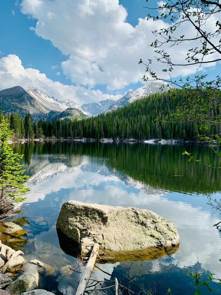 Beautiful views of mountain reflections in Bear Lake, located in Rocky Mountain National Park.