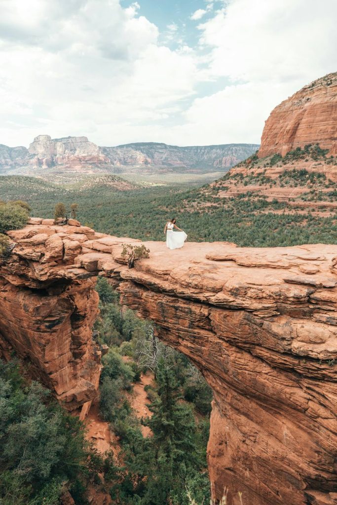 Woman in the red rocks in Sedona.