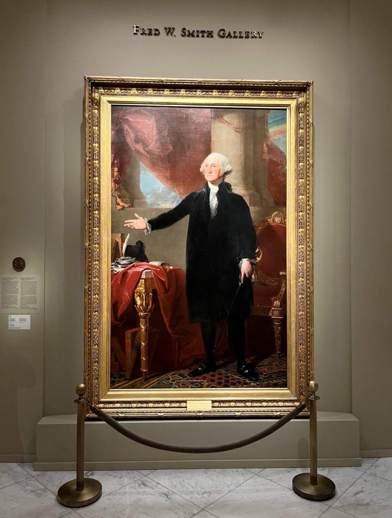 Large painting of George Washington inside the National Portrait Gallery.