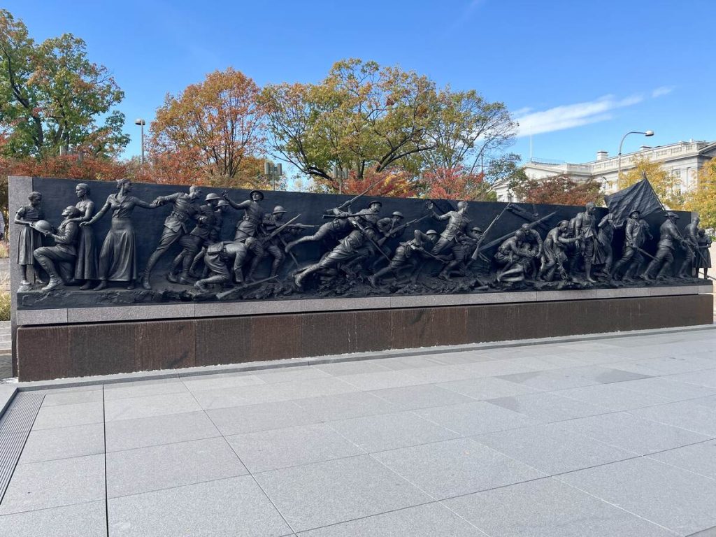 A new 58-foot long sculpture in the World War I Memorial.