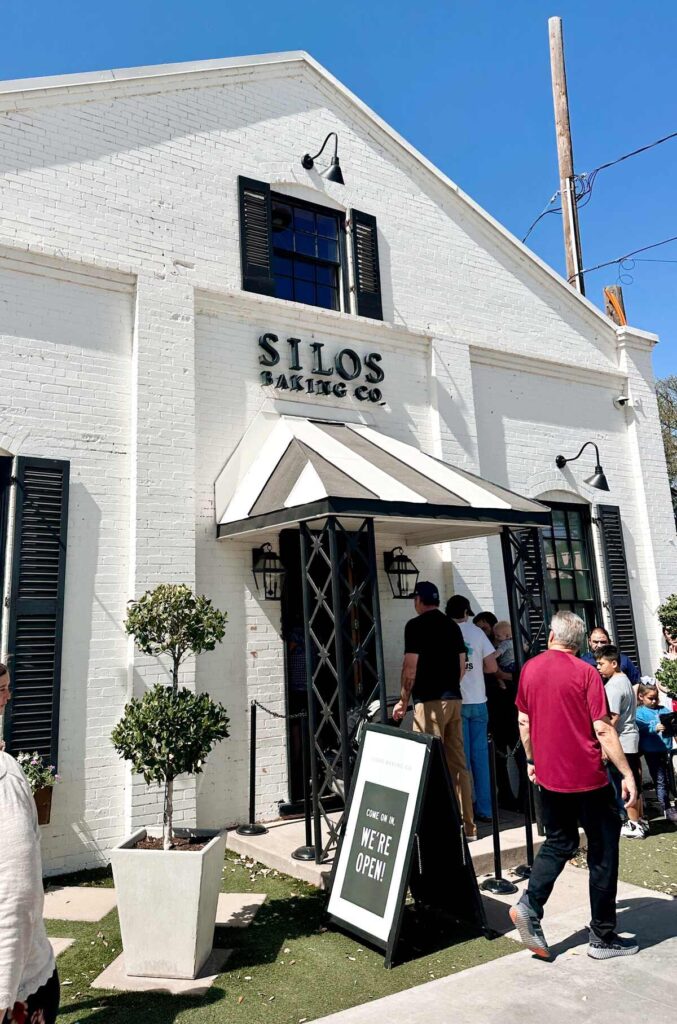 The beautiful exterior of The Silos Baking Co., where you can purchase delicious baked goods such as cupcakes and cookies.