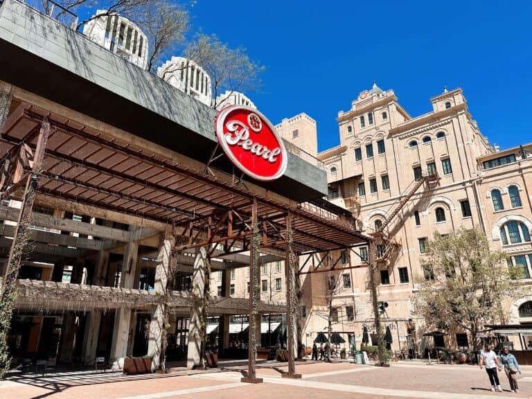 The Pearl food hall located at the historic Pearl Brewery in San Antonio. This is the perfect location for a family lunch with space for the kids to play.