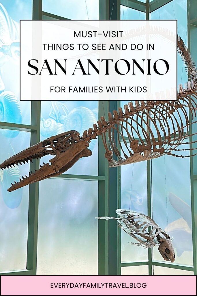 A Pinterest pin for must-visit attractions in San Antonio with kids.