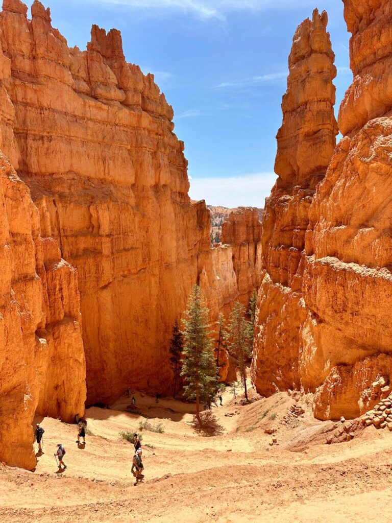A view looking down at the famous switchbacks of Bryce Canyon. This section is a difficult part of the hike but very beautiful as well.