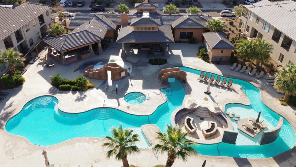 A view of the pool and lazy river at our vacation rental in Hurricane, located about 30 minutes from Zion. It was a great home base for our Utah road trip.