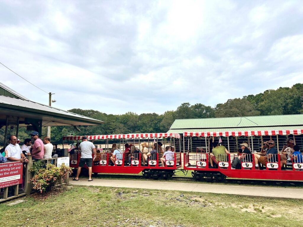 The train at Beaver's Bend Depot and Trail Rides. It was very busy when we visited over a holiday weekend.