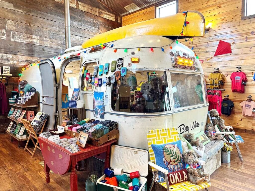 The inside of a souvenir shop in Hochatown near Broken Bow. This shop is called "Hochatime" and it located next door to Beavers Bend Mining Company.
