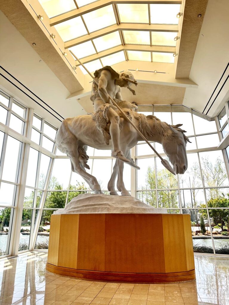 A beautiful statue located in the entrance of the Oklahoma Cowboy and Western Heritage Museum.